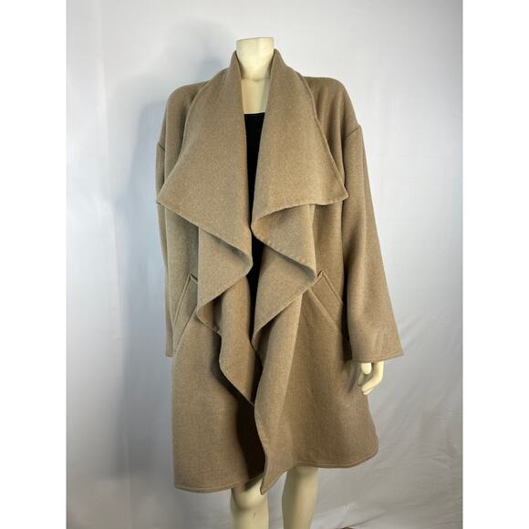 NWT Lauren Ralph Lauren truffle color draped waterfall open front coat size med - Picture 12 of 16